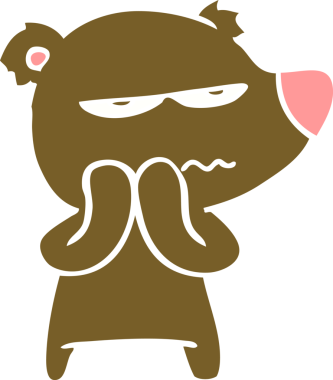 kızgın ayı düz renkli çizgi film bir insan tarafından çizildi.