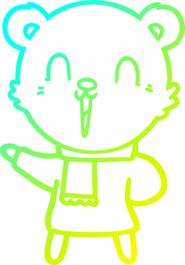 Bir insan tarafından çizilmiş mutlu bir kutup ayısının soğuk çizgi çizimi.