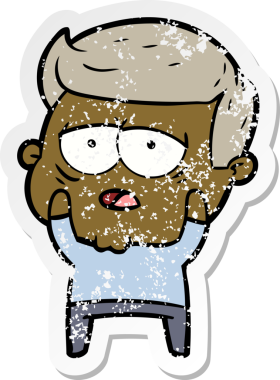 Bir insan tarafından çizilmiş yorgun bir çizgi filmin sıkıntılı çıkartması.