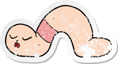 Bir insan tarafından çizilmiş karikatür solucanının sıkıntılı çıkartması.