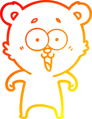 Bir insan tarafından çizilmiş gülen oyuncak ayının sıcak çizgi çizimi.