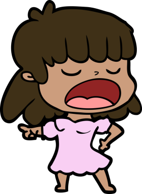 Çizgi filmdeki kadın bir insan tarafından yüksek sesle çizilmiş.