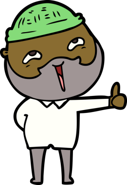 Bir insan tarafından çizilmiş mutlu sakallı bir adam.