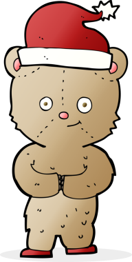 Bir insan tarafından çizilmiş bir çizgi film Noel oyuncak ayısı.