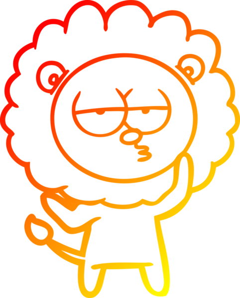 Bir insan tarafından çizilmiş yorgun bir aslanın çizgi çizimi.