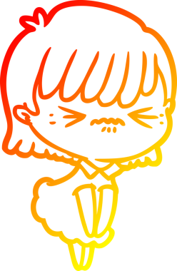 Bir insan tarafından çizilmiş kızgın bir çizgi film kızı çizimi.