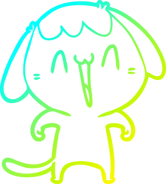 Bir insan tarafından çizilmiş şirin bir çizgi köpeğin soğuk gradyan çizgisi.