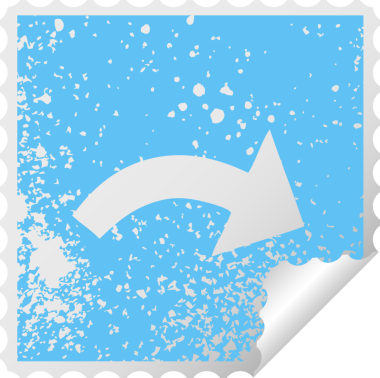 Bir insan tarafından çizilmiş işaretli okun kare soyma etiketi.