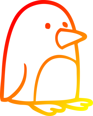 Bir insan tarafından çizilmiş küçük penguen çizgi çizimi.