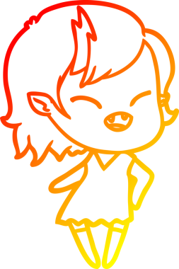 Bir insan tarafından çizilmiş gülen vampir kız çizgi filmi.