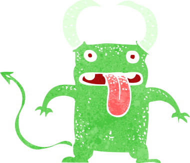 Bir insan tarafından çizilmiş küçük şeytan.