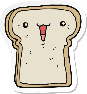 Bir insan tarafından çizilmiş şirin bir çizgi film tostunun çıkartması.