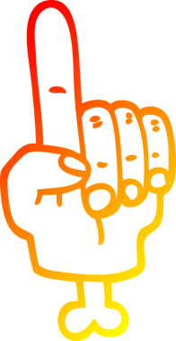 Bir insan tarafından çizilmiş işaret eden bir el sembolünün sıcak gradyan çizimi