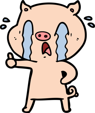 Bir insan tarafından çizilmiş ağlayan domuz çizgi filmi.