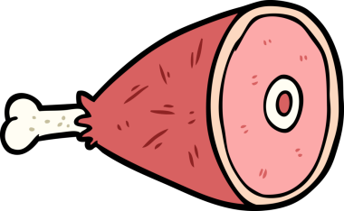 Bir insan tarafından çizilmiş pişmiş et bacağı.