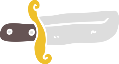 Bir insan tarafından çizilmiş düz renkli çizgi film küçük hançeri.