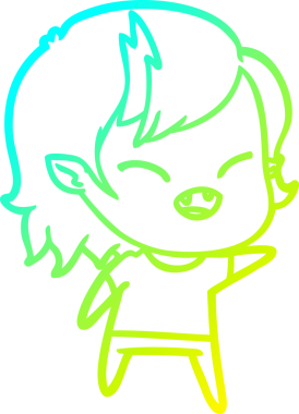 Bir insan tarafından çizilmiş gülen vampir kız çizgi filmi.