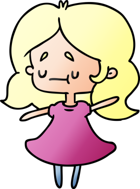 Bir insan tarafından çizilmiş sevimli bir kawai kızının gradyan çizimi.