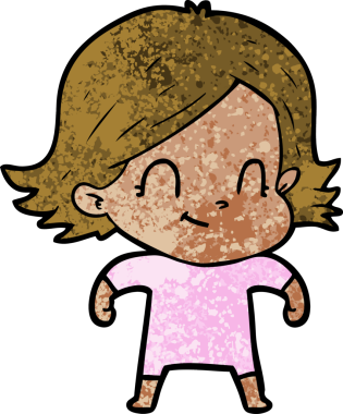 Bir insan tarafından çizilmiş karikatür dostu kız.