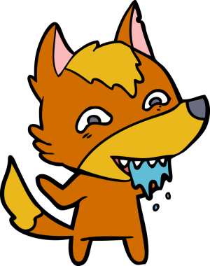 Bir insan tarafından çizilmiş tilki çizgi film karakteri