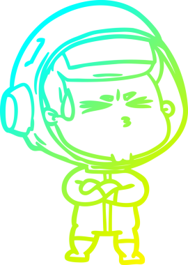 Bir insan tarafından çizilen soğuk gradyan çizgi çizimi stresli astronot