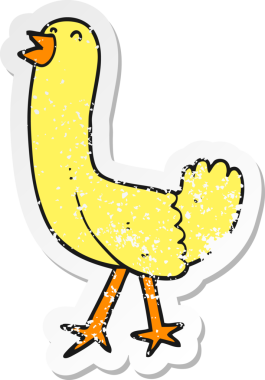 Bir insan tarafından çizilmiş karikatür kuşunun sıkıntılı çıkartması