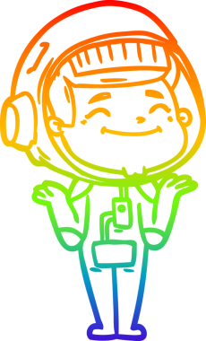 gökkuşağı gradyan çizimi mutlu bir çizgi astronot çizimi bir insan tarafından çizildi