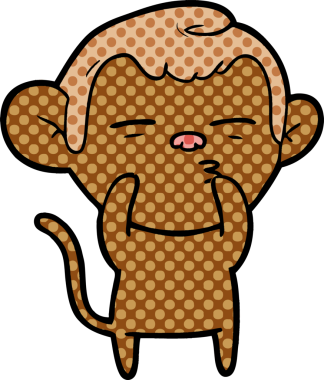 bir insan tarafından çizilmiş şüpheli maymun çizgi filmi