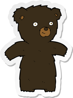 Bir insan tarafından çizilmiş şirin bir kara ayının çıkartması.