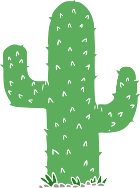 Bir insan tarafından çizilmiş düz renk çizgi film kaktüsü.