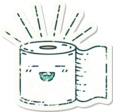 Bir insan tarafından çizilmiş eski bir dövme stili tuvalet kağıdı çıkartması.