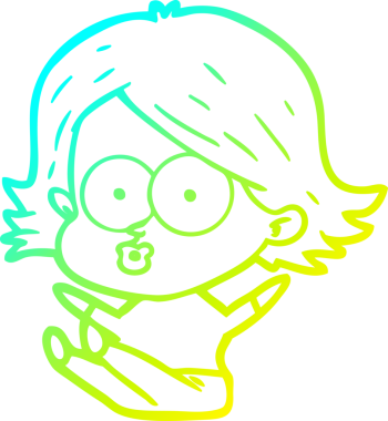 Bir insan tarafından somurtulmuş çizgi film kızı çizimi.