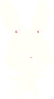 Bir insan tarafından çizilmiş tuhaf düz renkli tavşan.