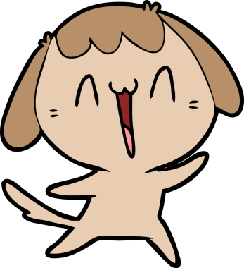 Bir insan tarafından çizilmiş şirin bir çizgi film köpeği.