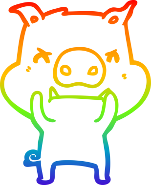 Bir insan tarafından çizilmiş kızgın çizgi film domuzu çizimi.