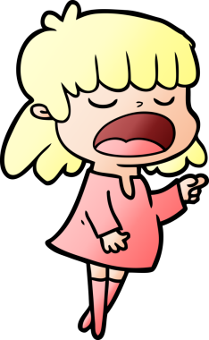 Çizgi filmdeki kadın bir insan tarafından yüksek sesle çizilmiş.