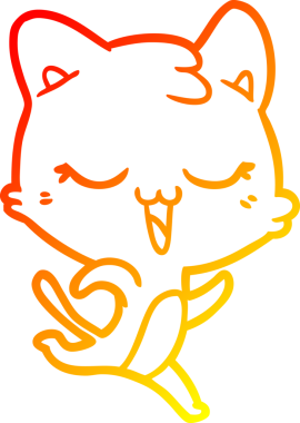 Bir insan tarafından çizilmiş çizgi film kedisinin sıcak çizgi çizimi