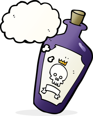 Bir insan tarafından çizilmiş düşünce baloncuklu bir zehir.