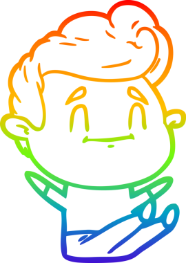 gökkuşağı gradyanı çizimi bir insan tarafından çizilmiş mutlu bir çizgi film adamı