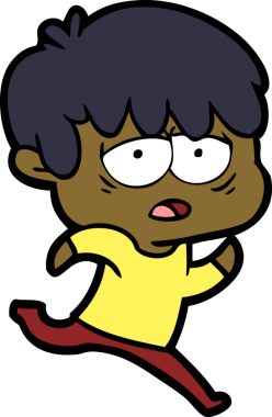 Bir insan tarafından çizilmiş bitkin çocuk çizgi filmi.