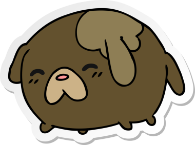 Bir insan tarafından çizilmiş kawaii köpeğinin serbest sticker karikatürü.