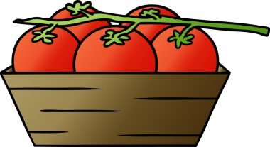 Bir insan tarafından çizilmiş domates kutusunun gradyan karikatürü.