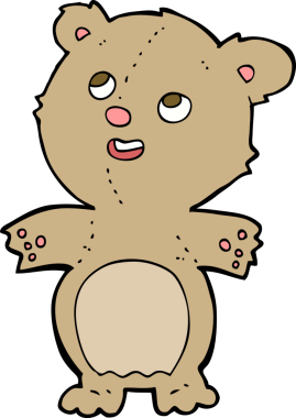 Bir insan tarafından çizilmiş mutlu küçük oyuncak ayı.