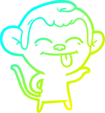 Bir insan tarafından çizilmiş komik bir çizgi maymunun soğuk eğim çizgisi.