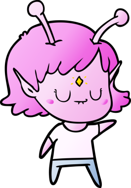 Bir insan tarafından çizilmiş uzaylı kız.