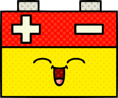 Bir insan tarafından çizilmiş bir araba aküsünün çizgi romanı.