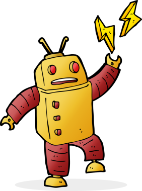 Bir insan tarafından çizilmiş çizgi film robotu