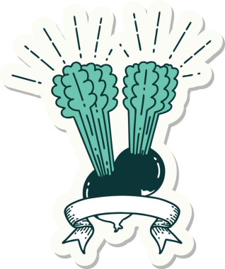 Bir insanın çizdiği yapraklı pancar dövmesi çıkartması.