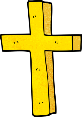 Bir insan tarafından çizilmiş altın haç karalaması.