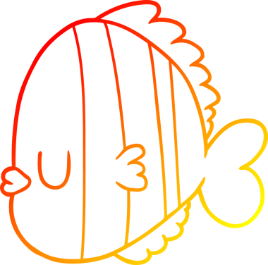 Bir insan tarafından çizilmiş egzotik bir balığın sıcak çizgi çizimi